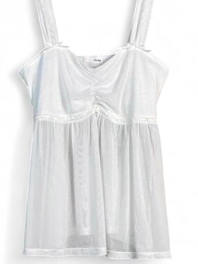 Early 2000s Tango Mango Sheer White Baby Doll Tank Top